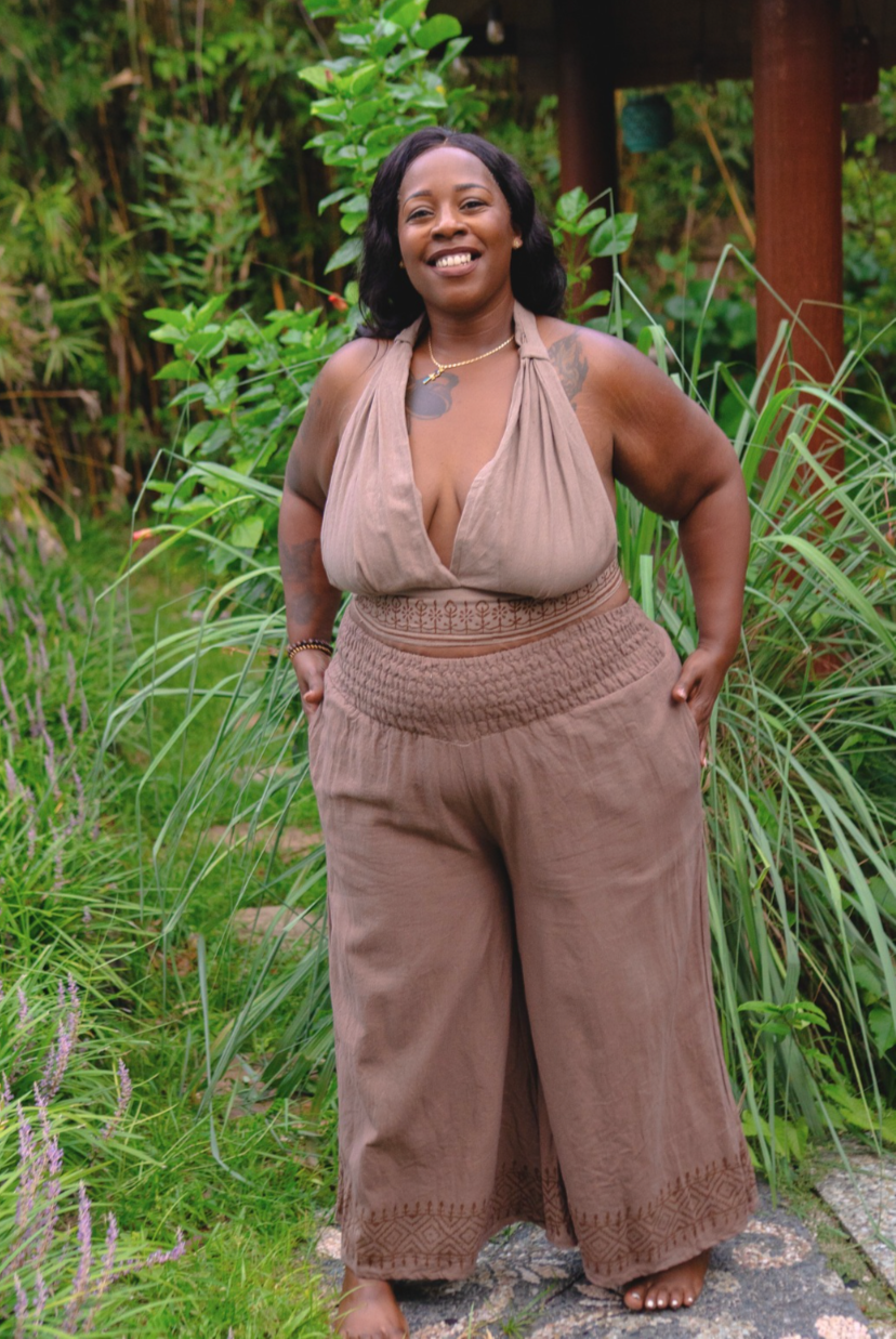 Desert Rose Block Print Wide Leg Pants