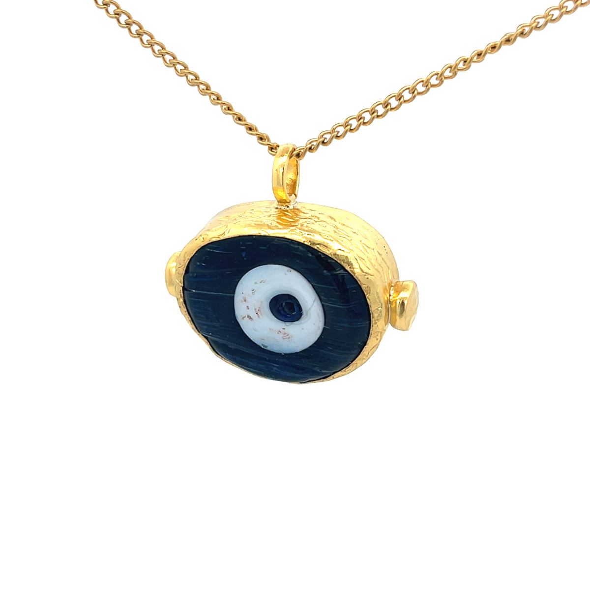 Gold Plated Bronze & Glasswork Evil Eye Pendants