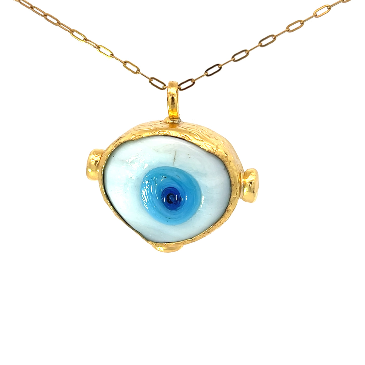 Gold Plated Bronze & Glasswork Evil Eye Pendants