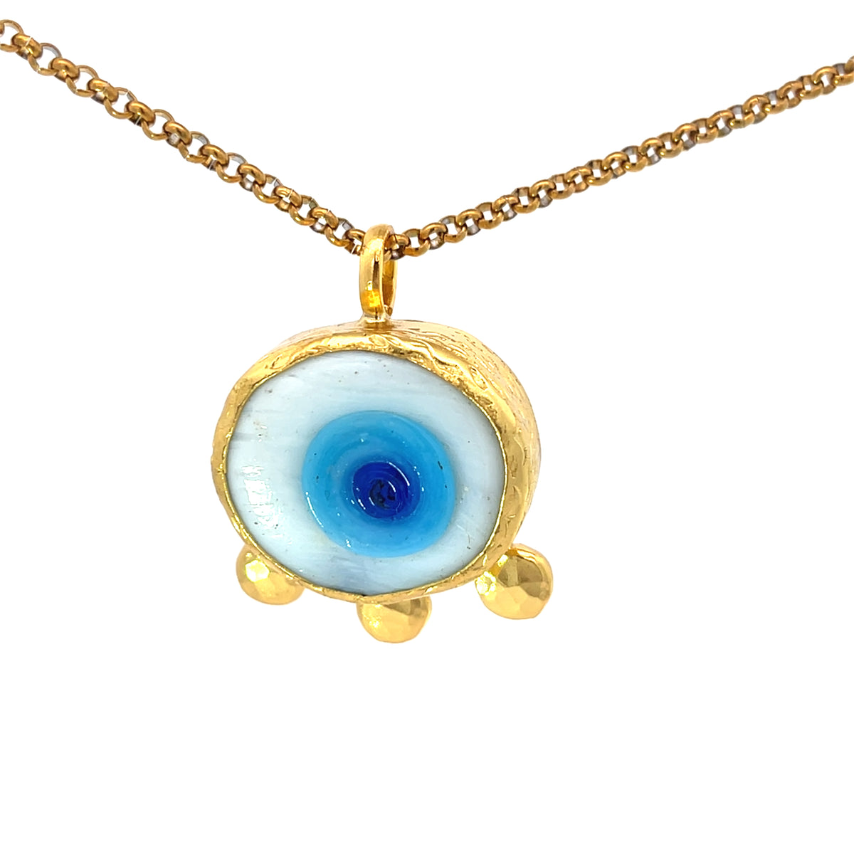 Gold Plated Bronze & Glasswork Evil Eye Pendants