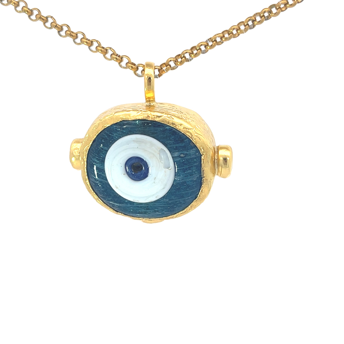 Gold Plated Bronze & Glasswork Evil Eye Pendants