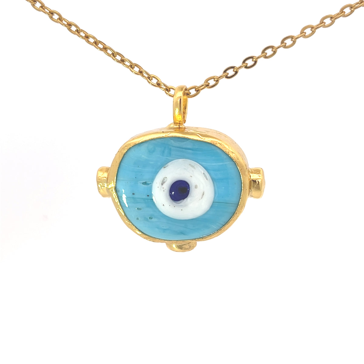 Gold Plated Bronze & Glasswork Evil Eye Pendants