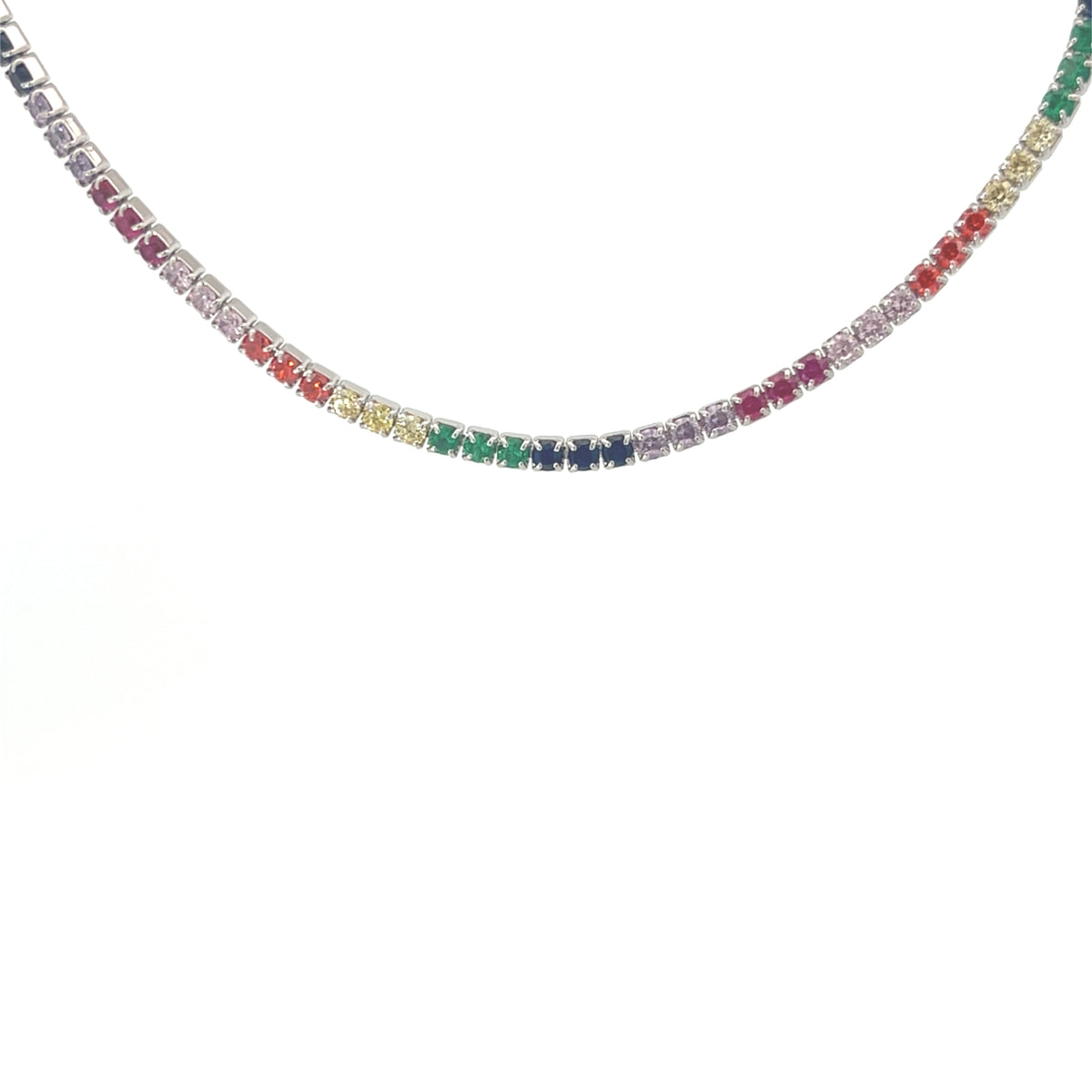 Prism Cubic Zirconia Tennis Bracelet in Silver