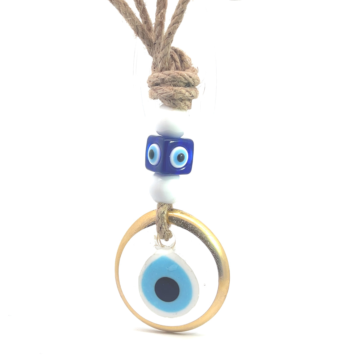 Glass Evil Eye with Gold Trim Wall Hangings