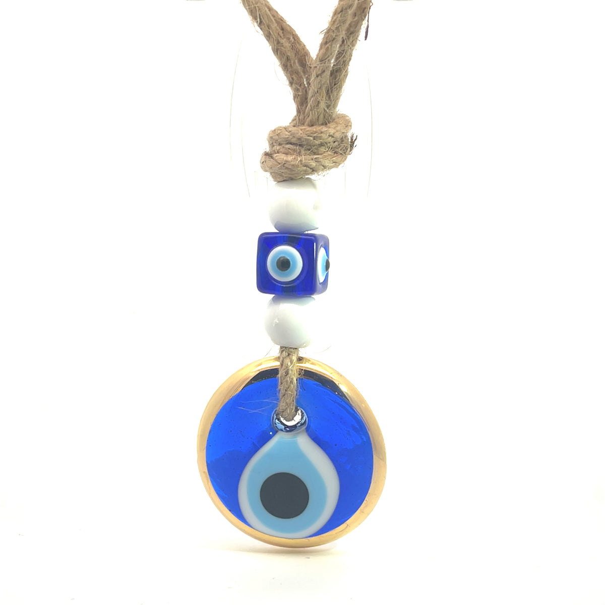 Glass Evil Eye with Gold Trim Wall Hangings