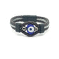 Braided Leather & Wire Evil Eye Beaded Bracelet