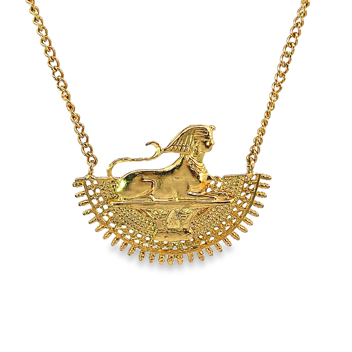 Gold Plated Egyptian Sphinx Charm Necklace