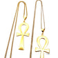 Gold Plated Bronze Ankh Necklace & Earring Set