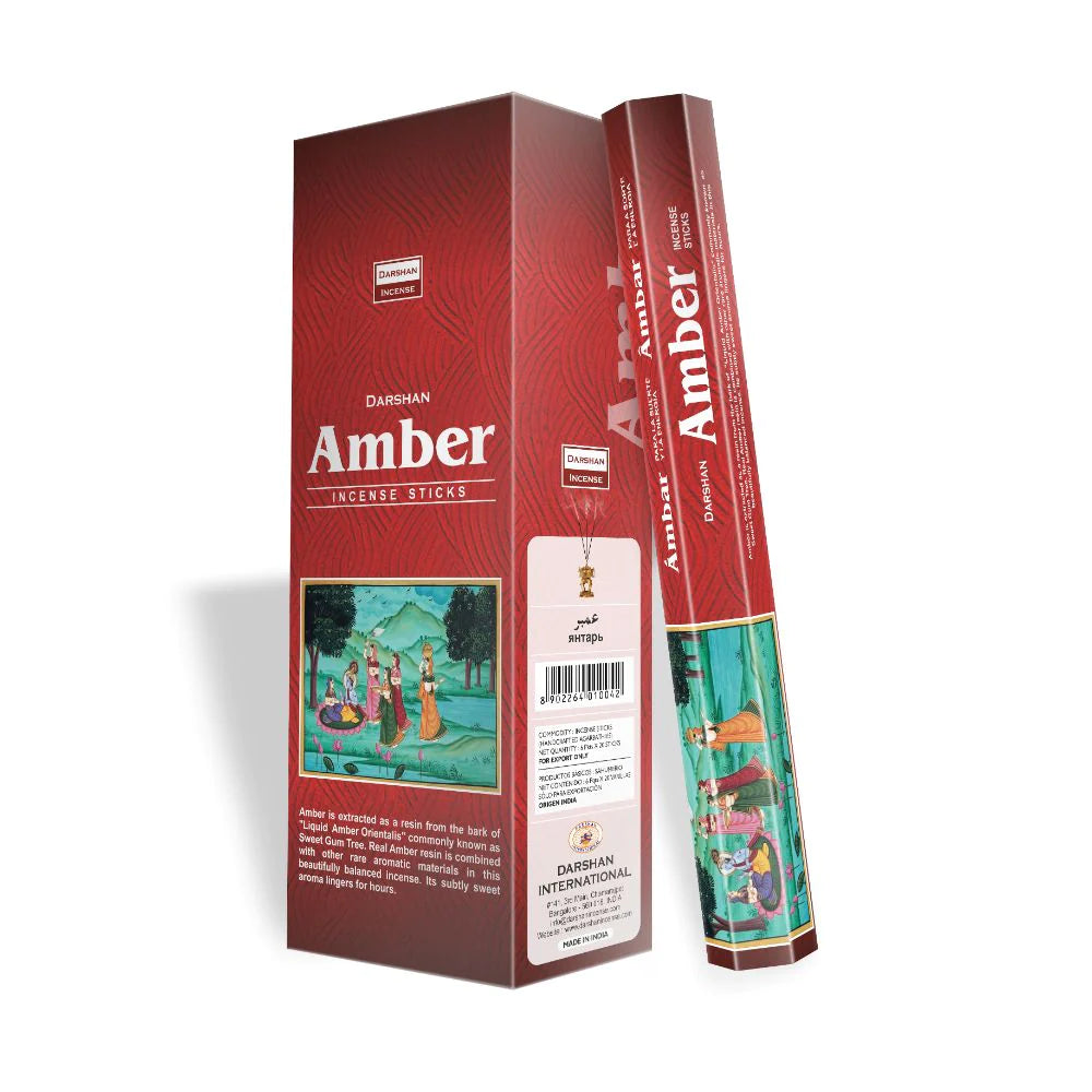 Darshan Amber Incense 20 Hex Pack