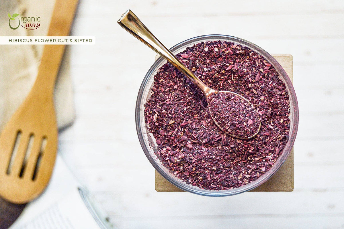 Dried Hibiscus Flower Cut & Sifted (Hibiscus rosa-sinensis) | Herbal Tea | Kosher Certified | Raw, Vegan, Non GMO & Gluten Free | USDA Certified | Origin - India