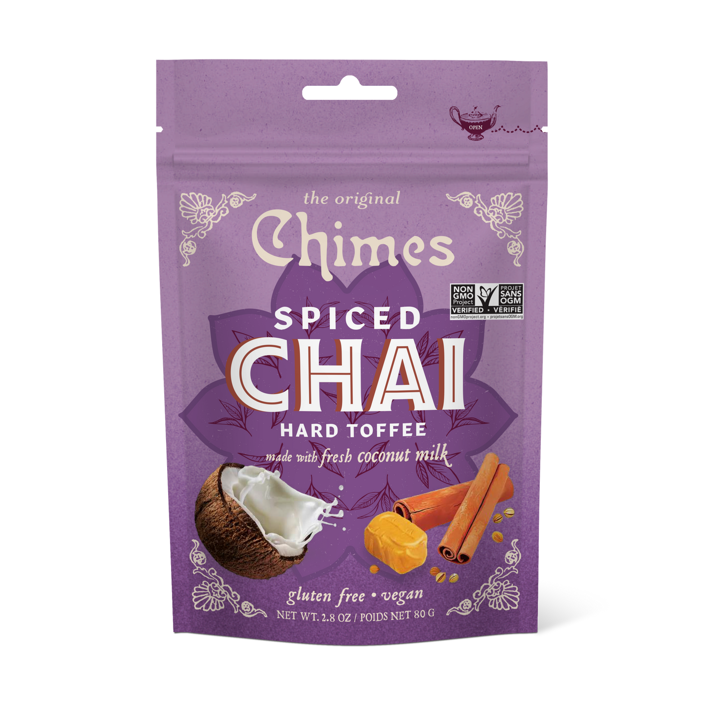 Chimes Spiced Chai Hard Toffee Candy - 3.5 oz Bag
