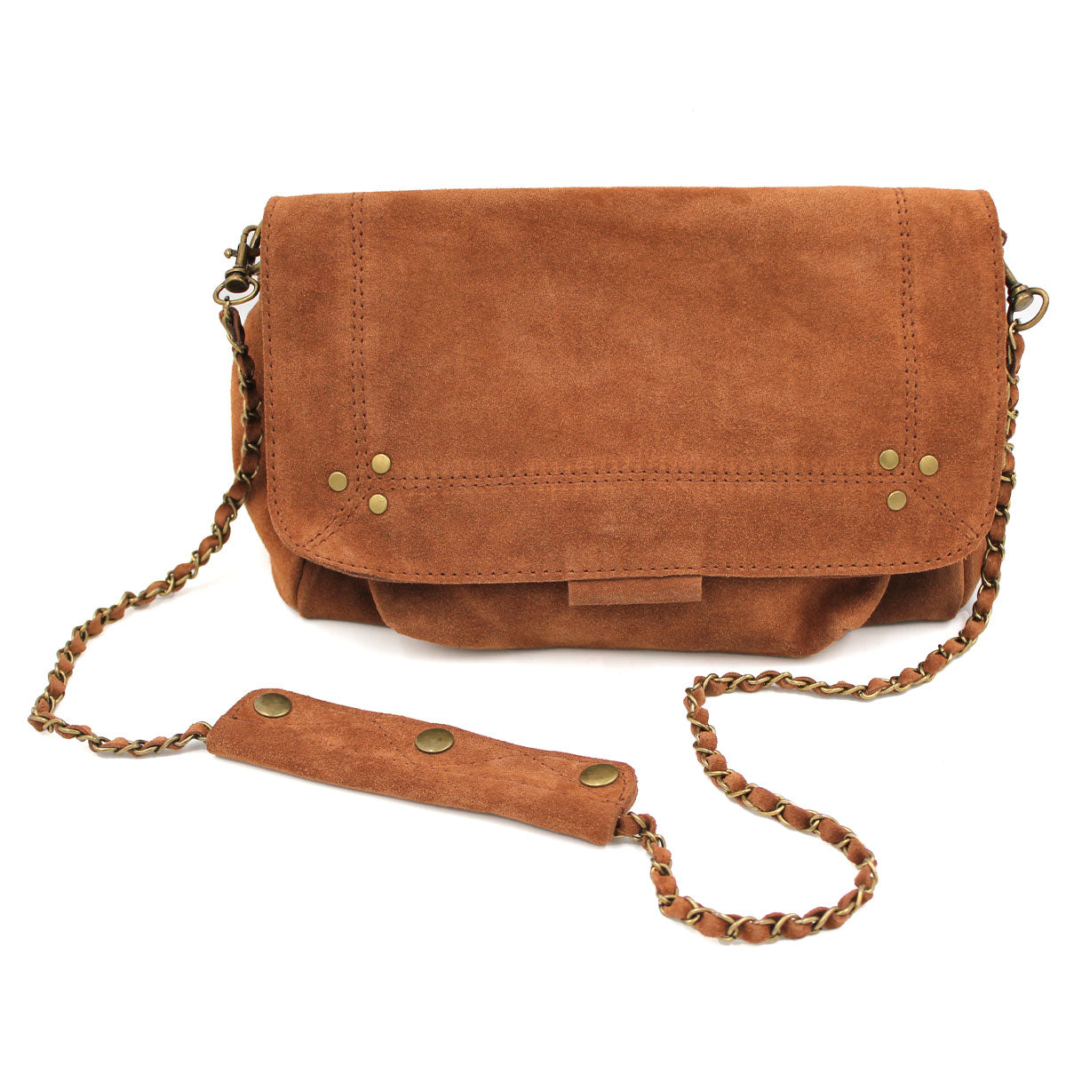 Chain Strap Suede Shoulder Bag | Moroccan Leathers