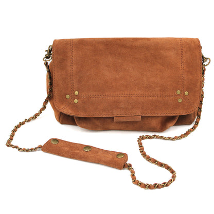 Chain Strap Suede Shoulder Bag | Moroccan Leathers