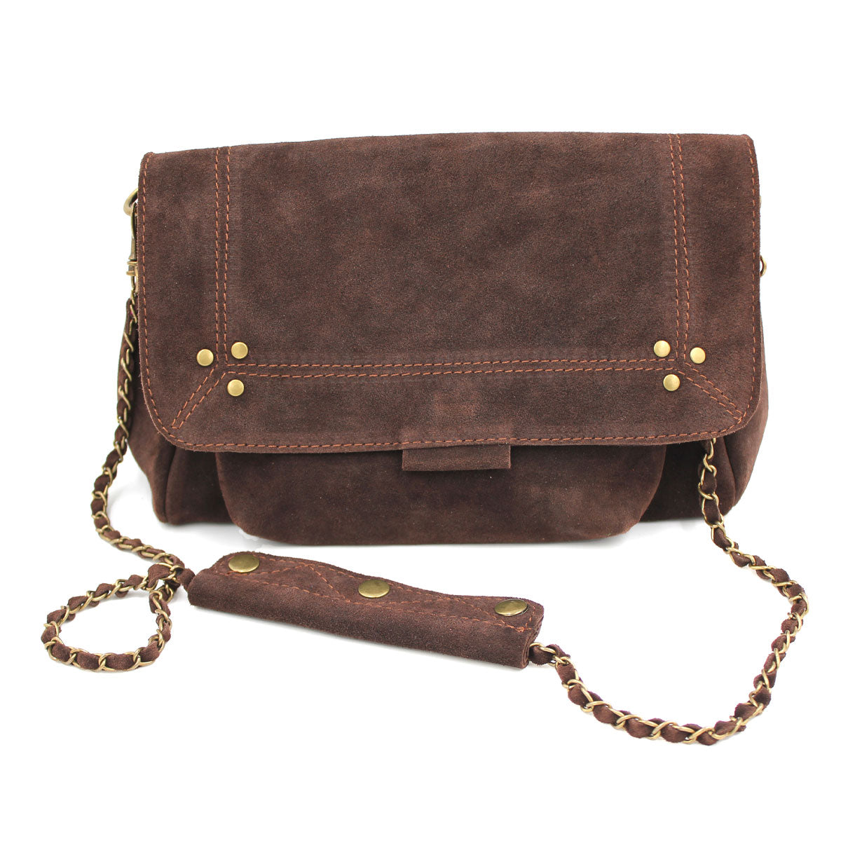 Chain Strap Suede Shoulder Bag | Moroccan Leathers