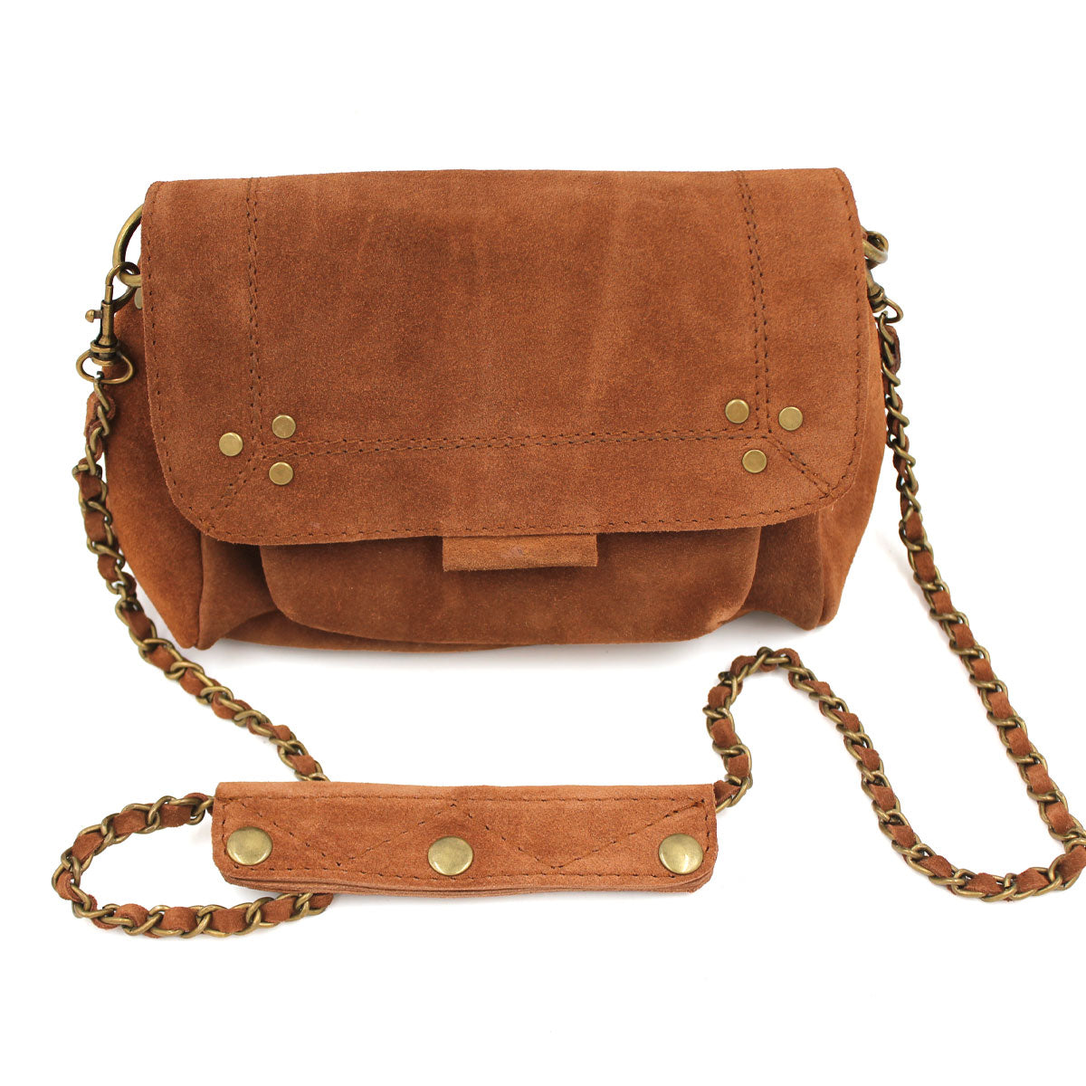 Chain Strap Suede Shoulder Bag | Moroccan Leathers