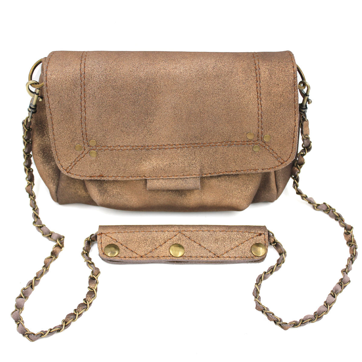 Chain Strap Suede Shoulder Bag | Moroccan Leathers