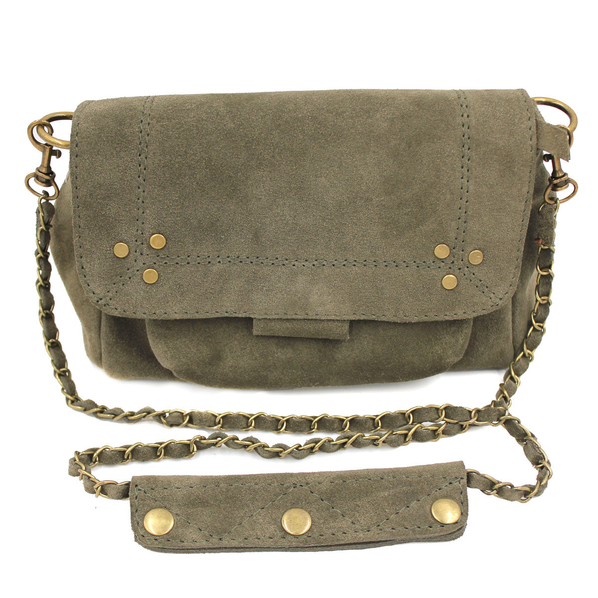 Chain Strap Suede Shoulder Bag | Moroccan Leathers