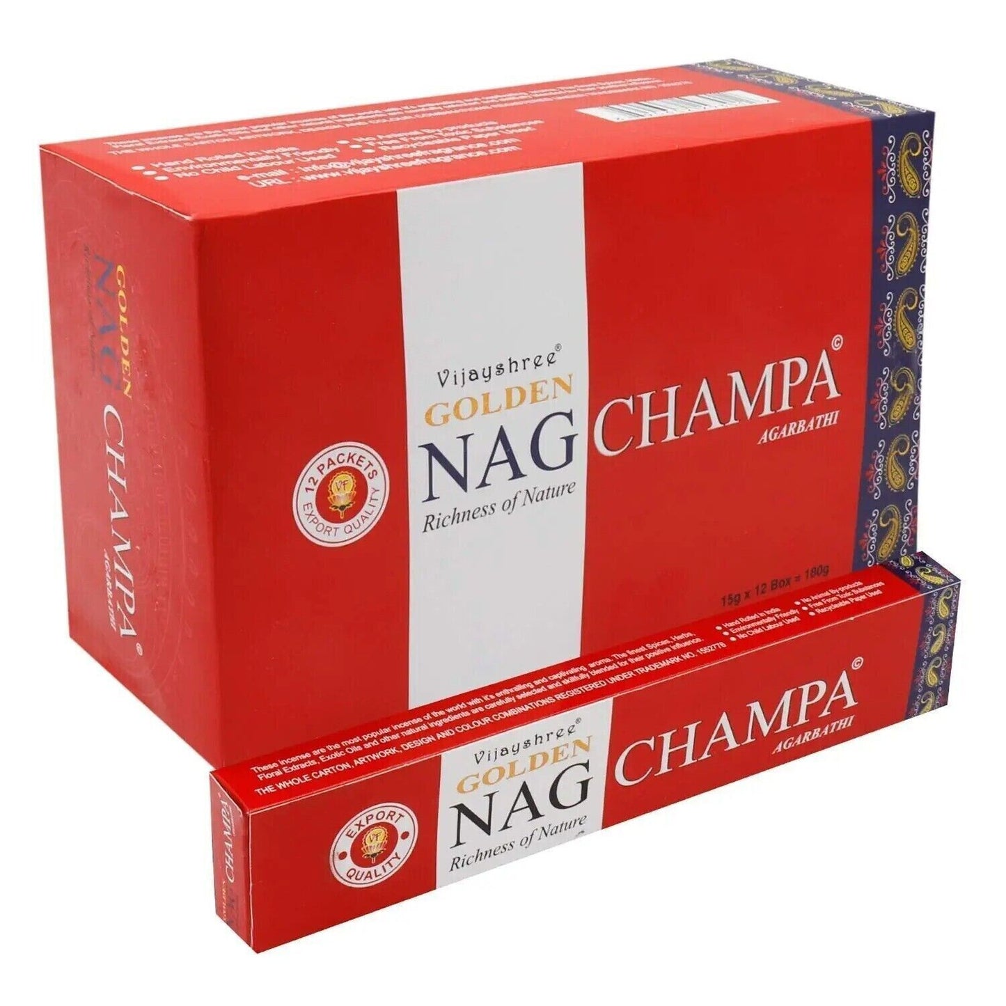 Vijayshree Red Golden Nag Champa Incense 15 Grams