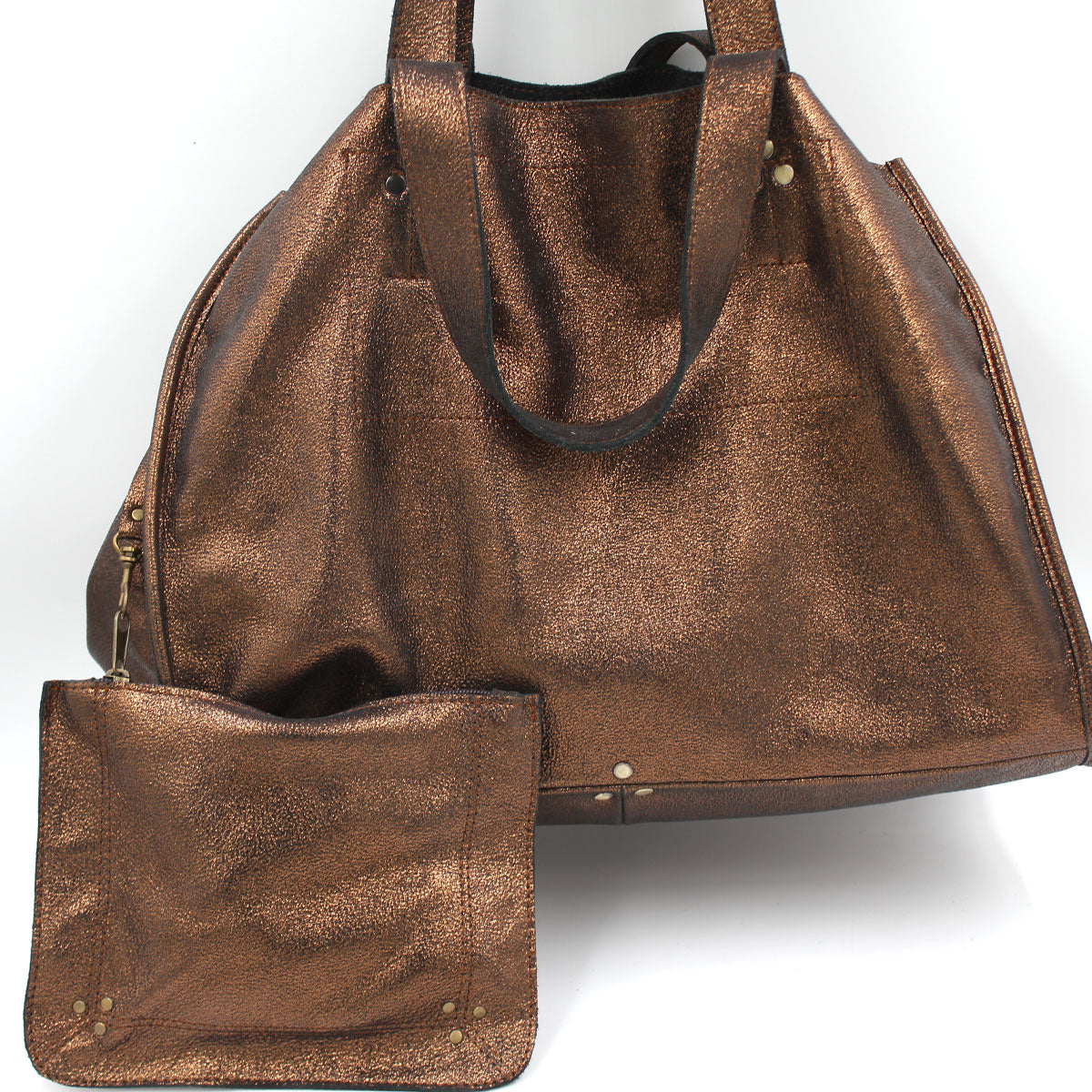 Copper Shimmer Oversized Slouch Bag | Moroccan Leathers