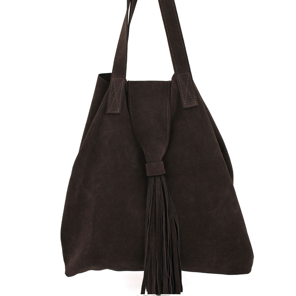 Drop Over Tassel Suede Tote | Moroccan Leathers