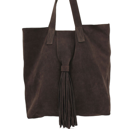 Drop Over Tassel Suede Tote | Moroccan Leathers