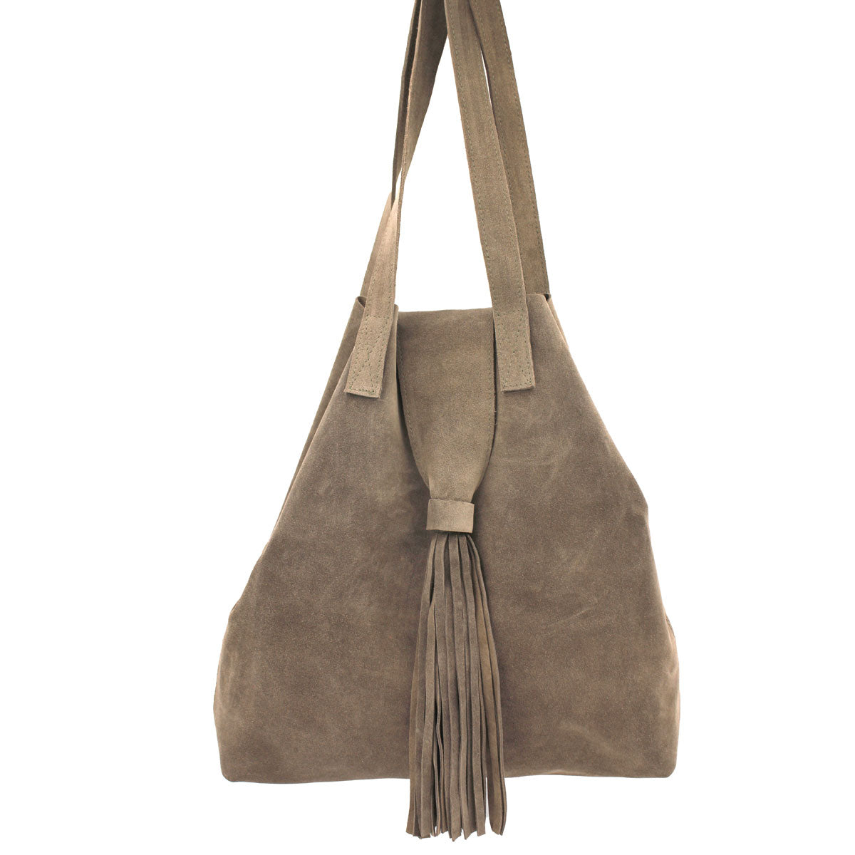 Drop Over Tassel Suede Tote | Moroccan Leathers