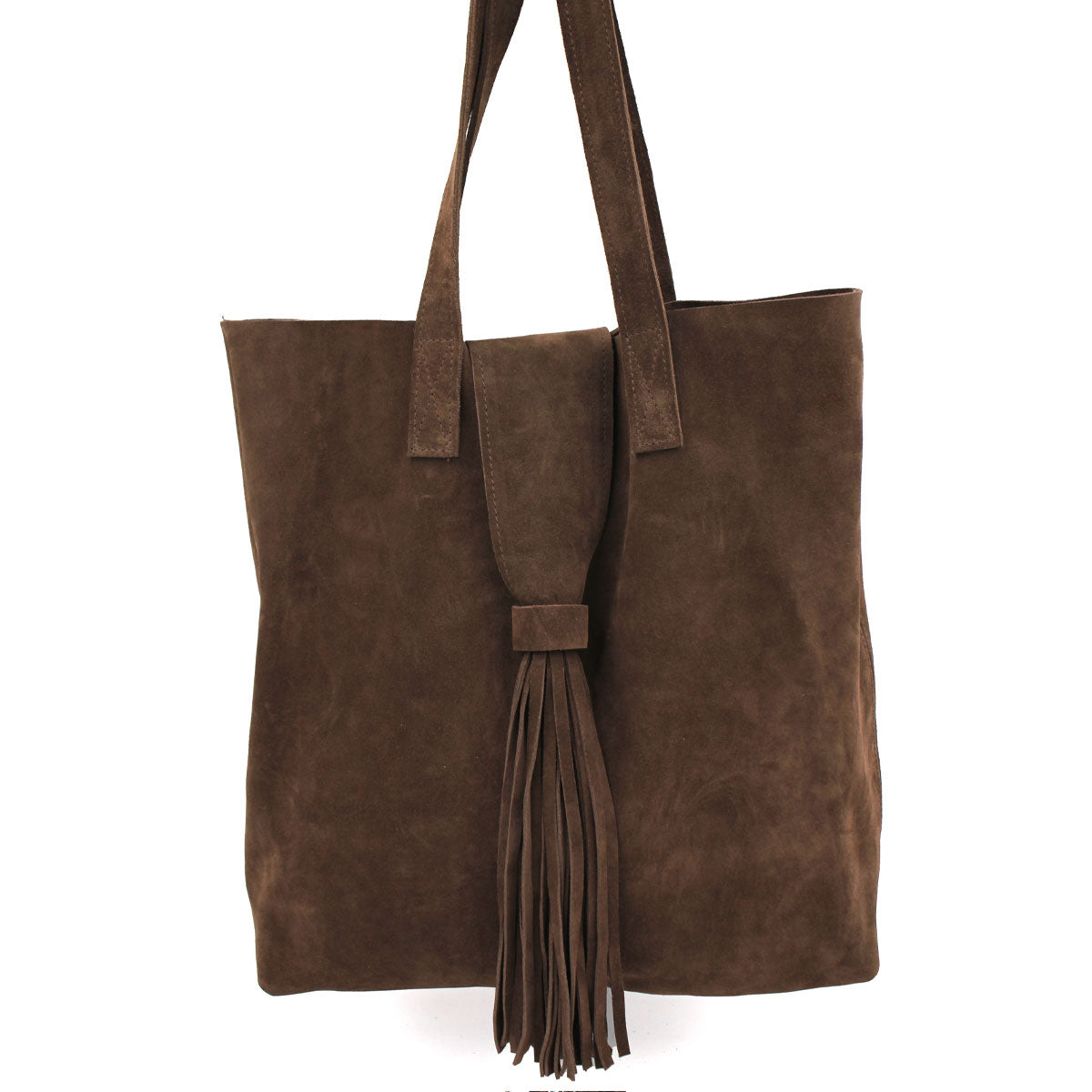 Drop Over Tassel Suede Tote | Moroccan Leathers