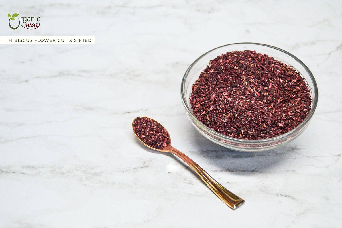 Dried Hibiscus Flower Cut & Sifted (Hibiscus rosa-sinensis) | Herbal Tea | Kosher Certified | Raw, Vegan, Non GMO & Gluten Free | USDA Certified | Origin - India