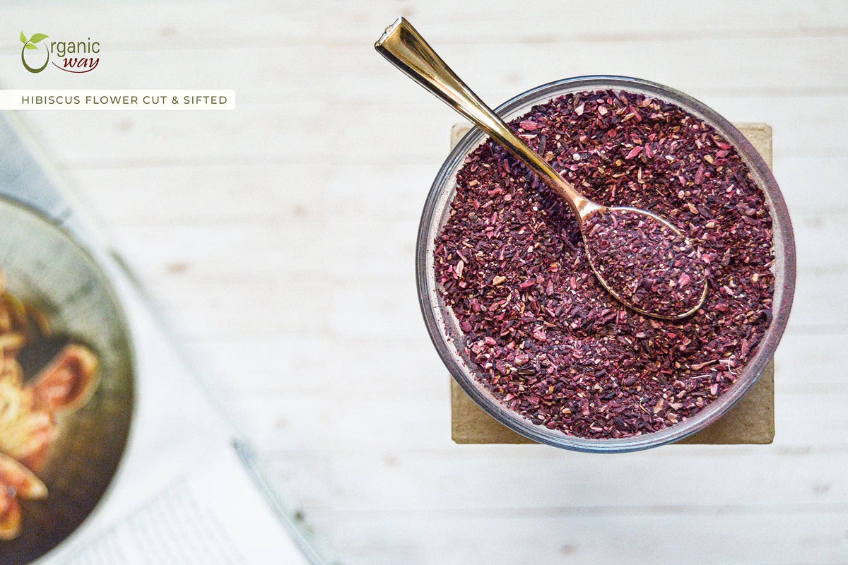 Dried Hibiscus Flower Cut & Sifted (Hibiscus rosa-sinensis) | Herbal Tea | Kosher Certified | Raw, Vegan, Non GMO & Gluten Free | USDA Certified | Origin - India