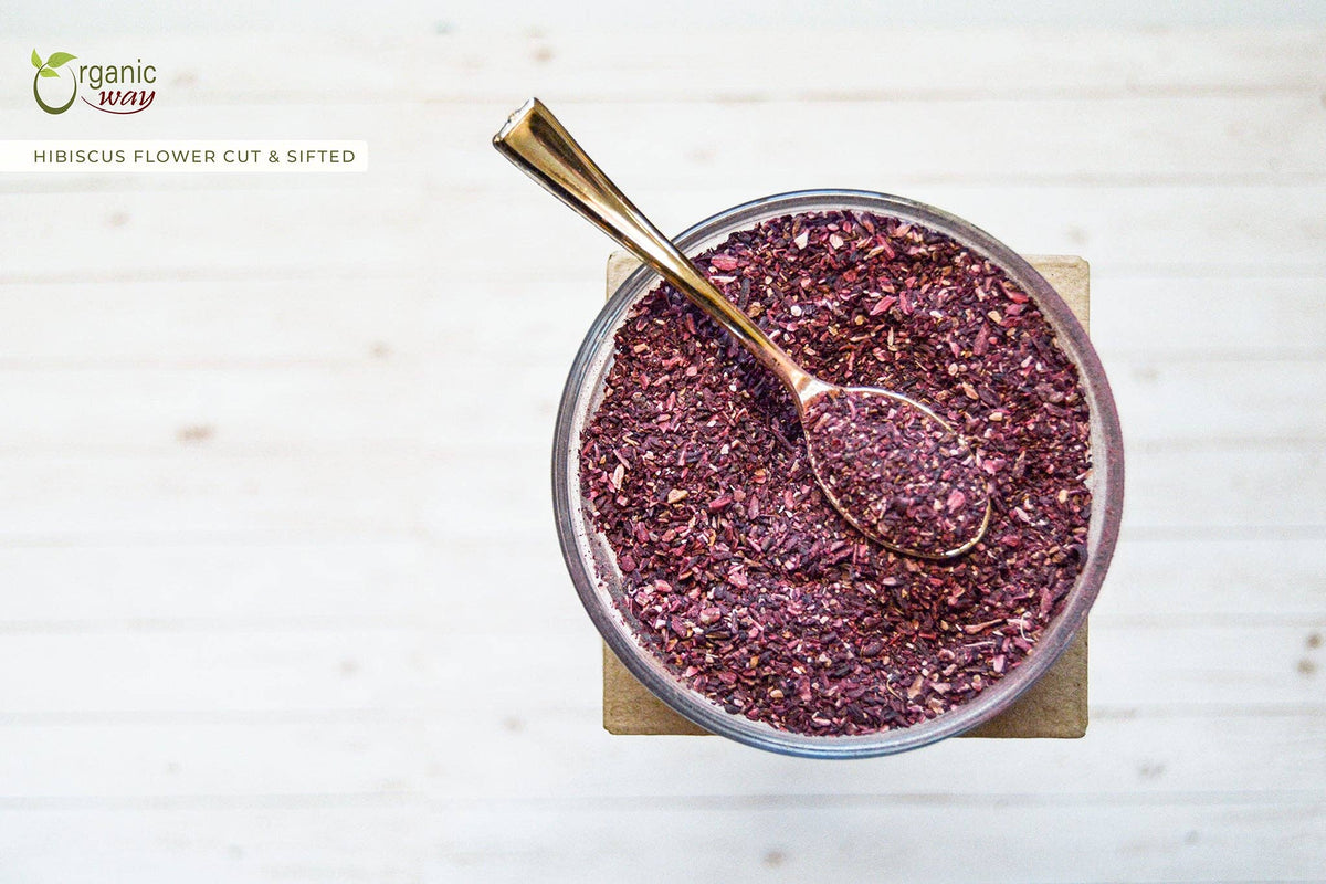 Dried Hibiscus Flower Cut & Sifted (Hibiscus rosa-sinensis) | Herbal Tea | Kosher Certified | Raw, Vegan, Non GMO & Gluten Free | USDA Certified | Origin - India