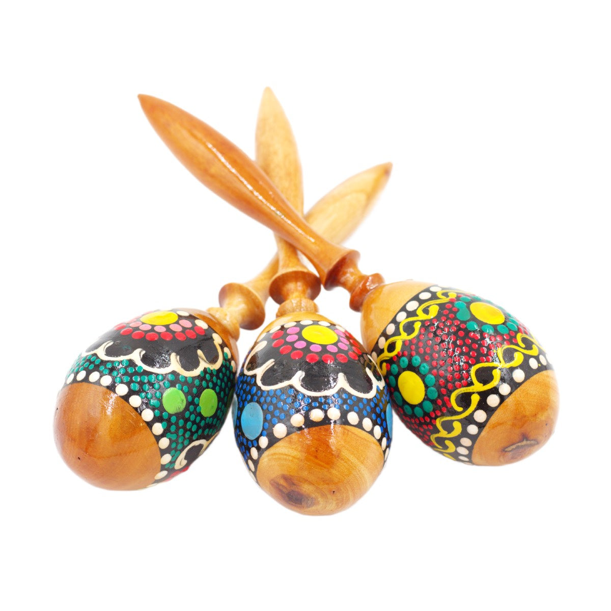 Hand-Painted Balinese Wooden Maracas