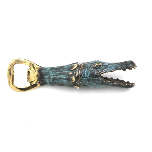 Bronze Alligator Bottle Opener Verdigris Finish