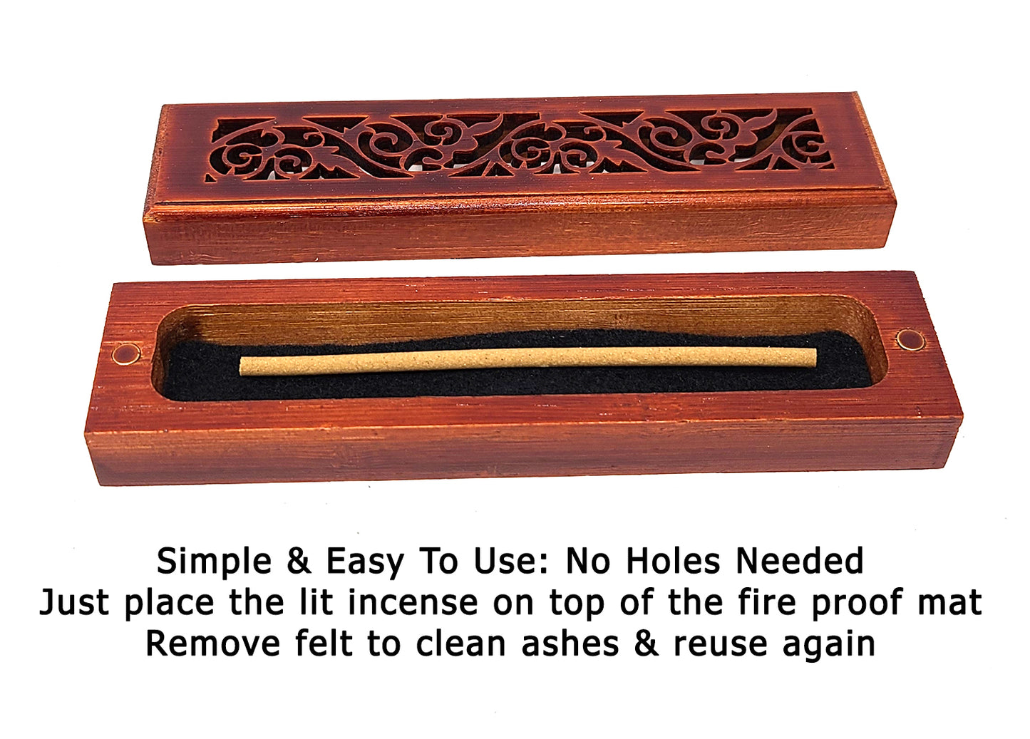 Small Size- Rosewood Finish Wood Incense Box Burner
