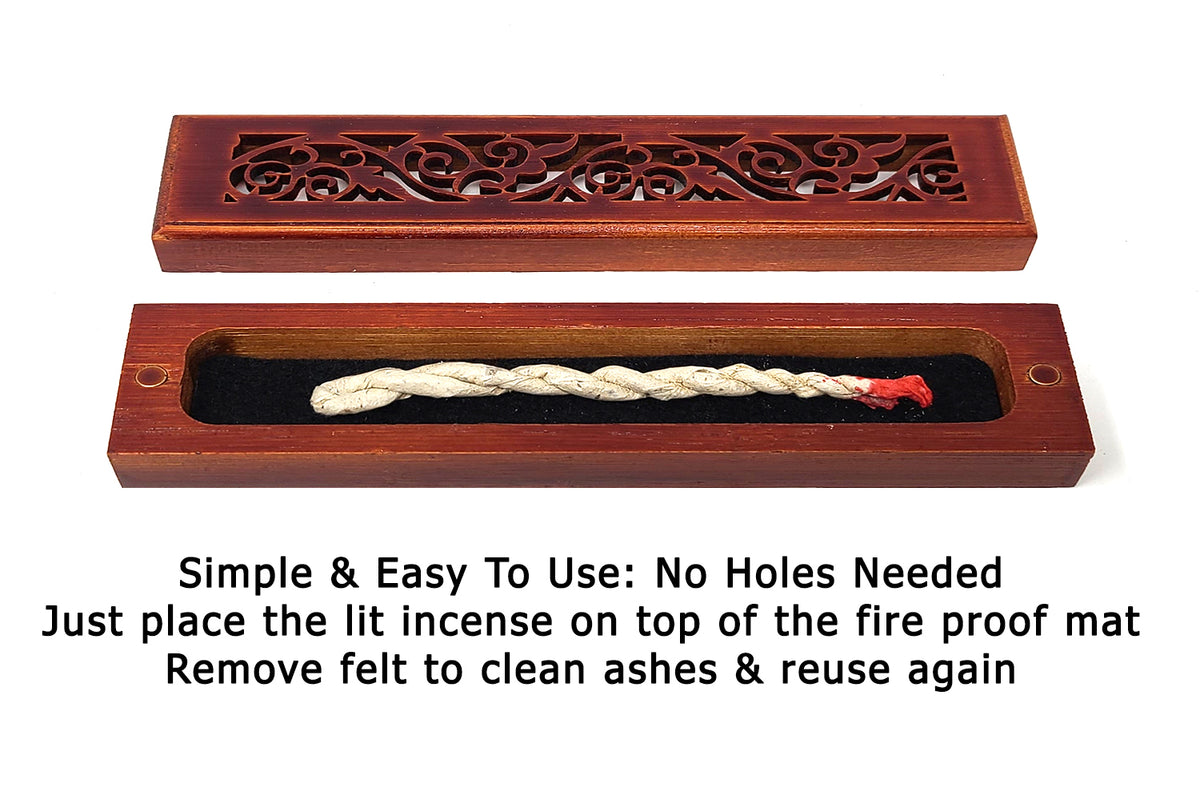 Small Size- Rosewood Finish Wood Incense Box Burner