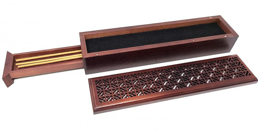 Wood Incense Box Burner w/Storage