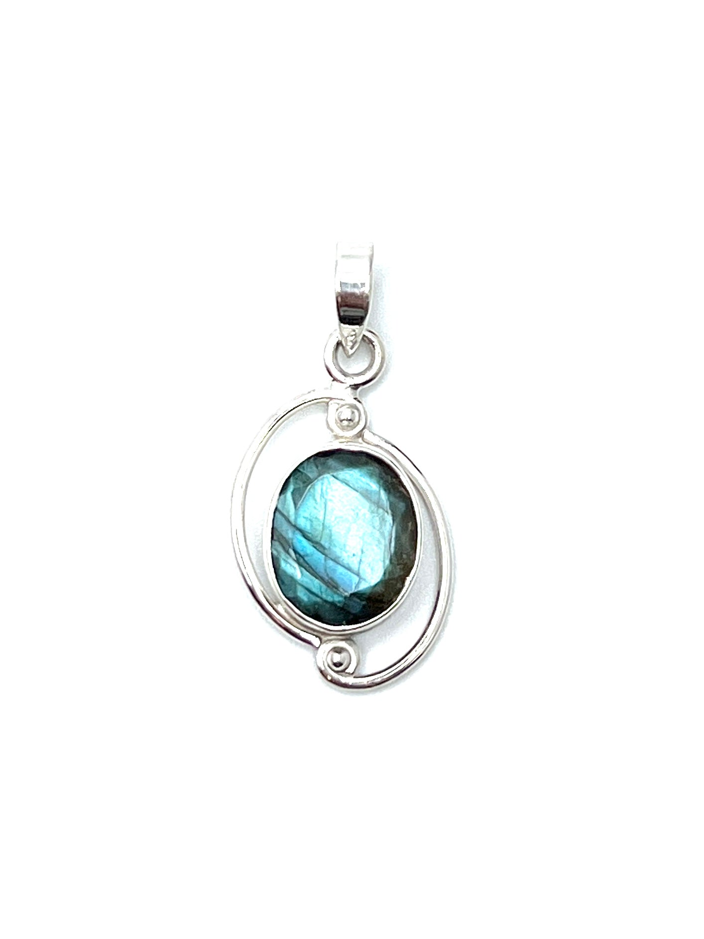 Silver Double Wire Gemstone Pendants