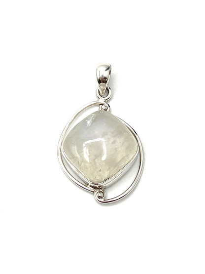 Silver Double Wire Moonstone Pendants