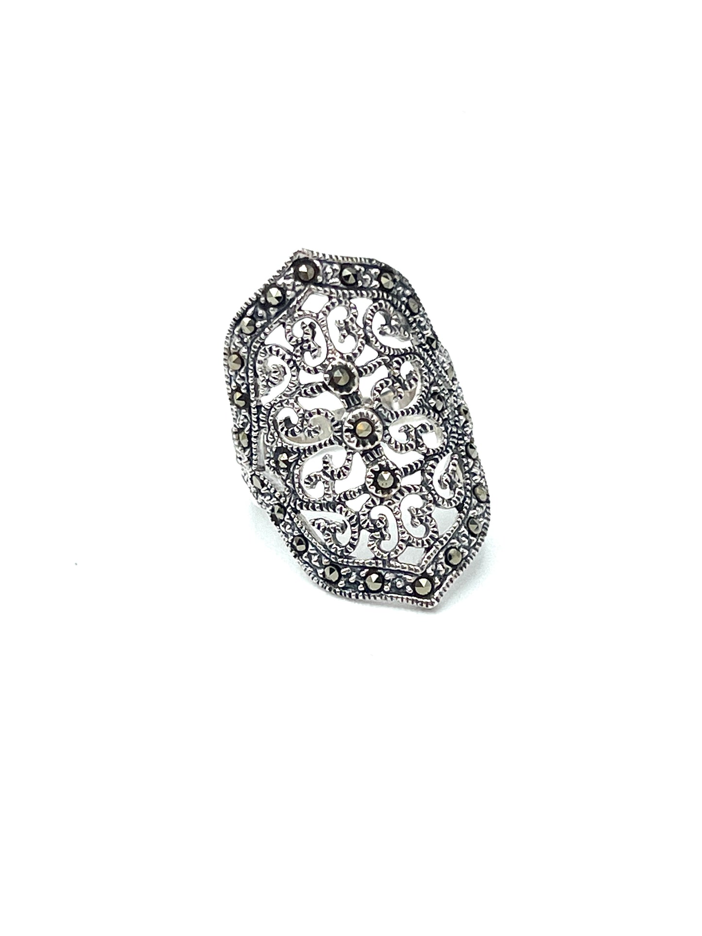 Sterling Silver Marcasite Shield Ring
