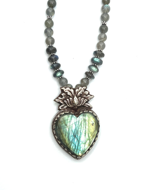 Labradorite Sacred Heart Necklace