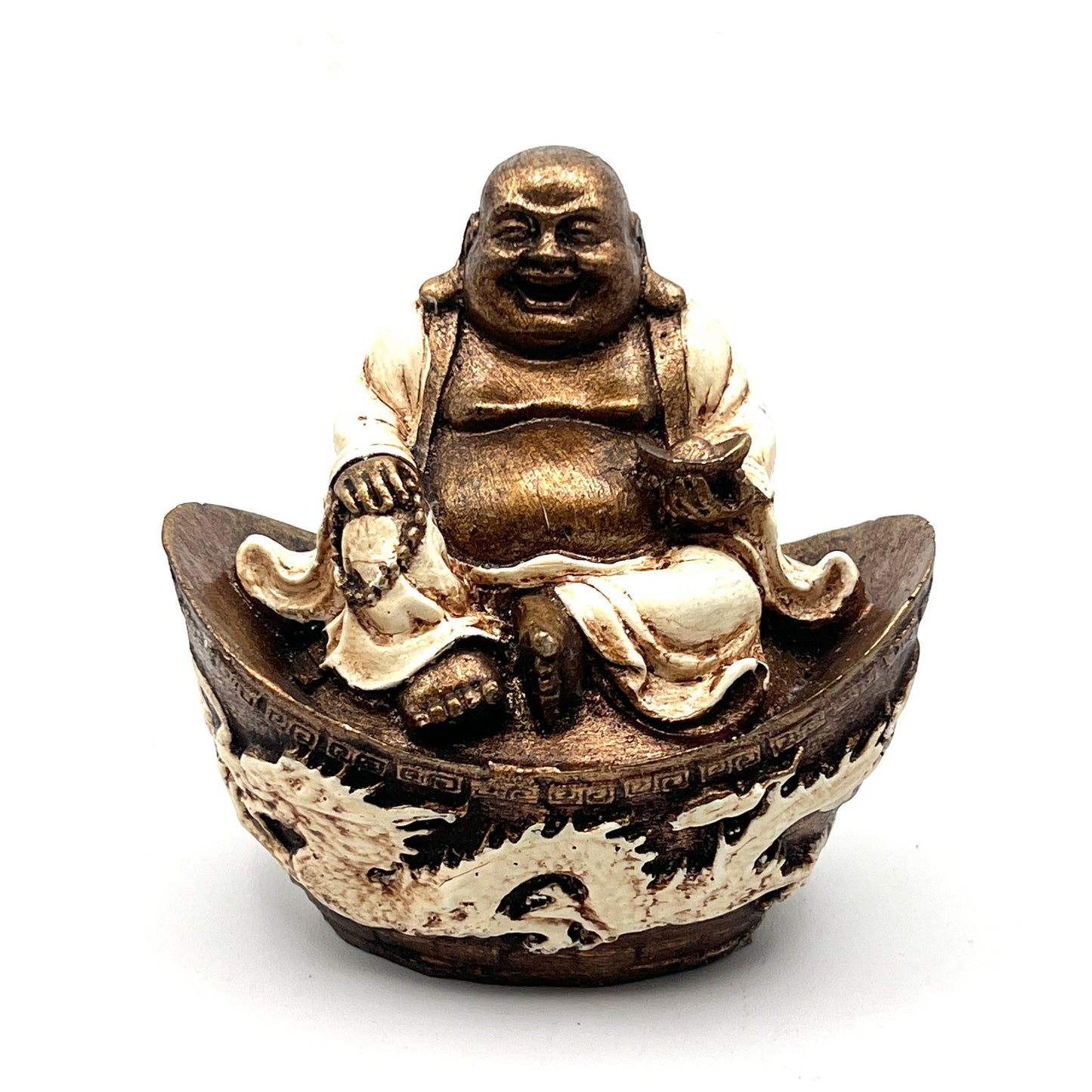 Hand Painted Resin Happy Buddha (HoTei) on Dragon
