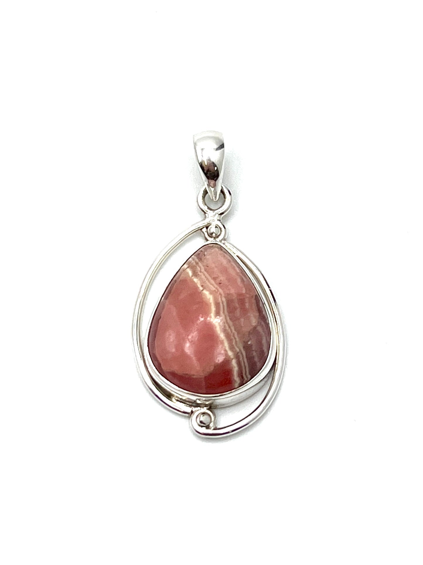 Silver Double Wire Rhodochrosite Pendants Silver Double Wire Rhodochrosite Pendants