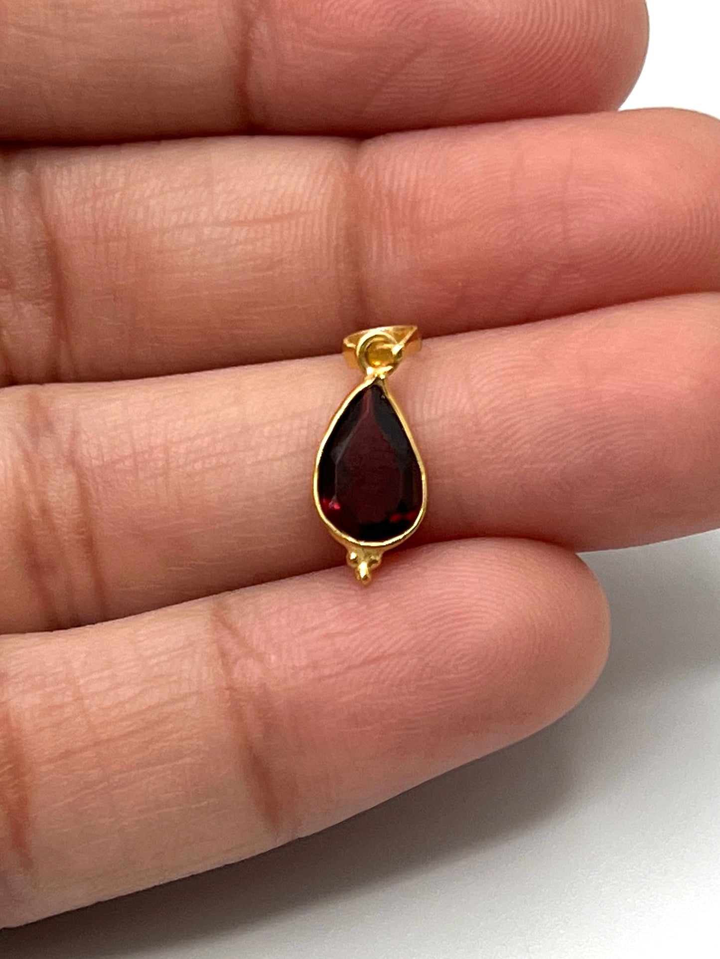 Gold Beaded Garnet Pendants