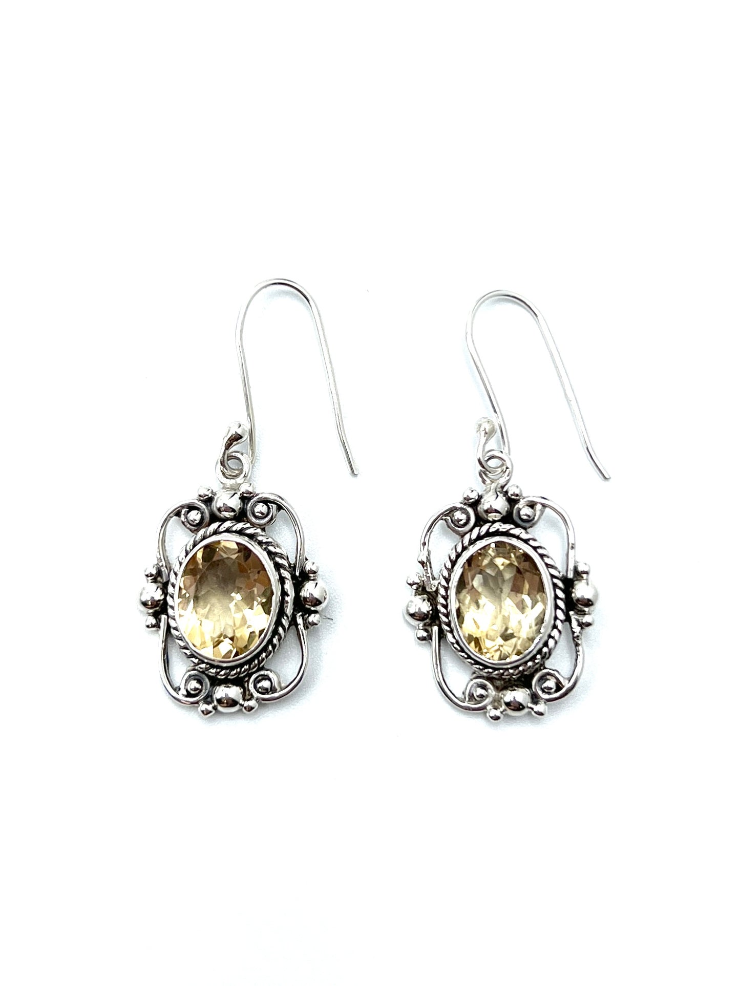 Sterling Silver Victorian Mirror Gemstone Earrings