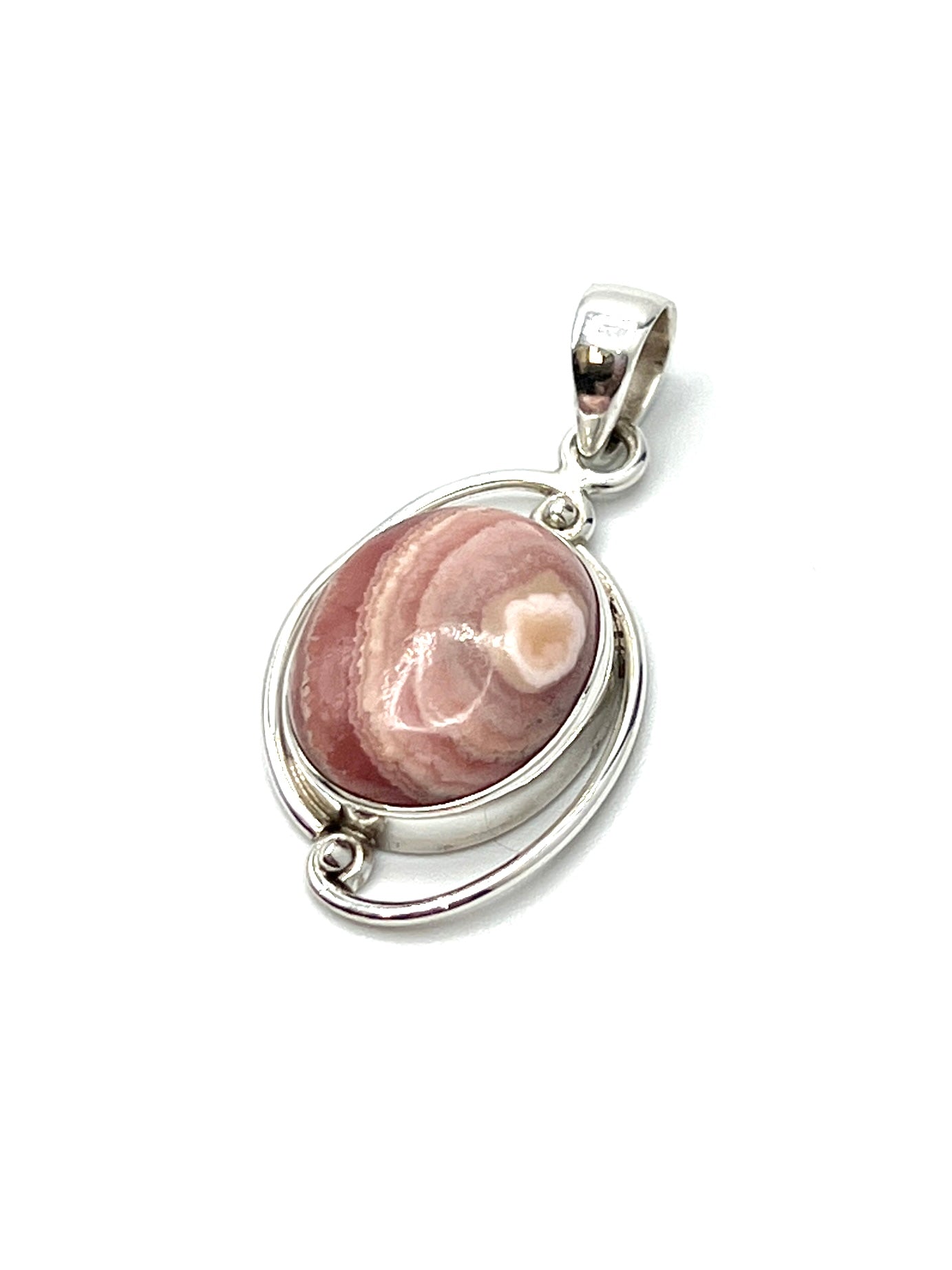 Silver Double Wire Rhodochrosite Pendants