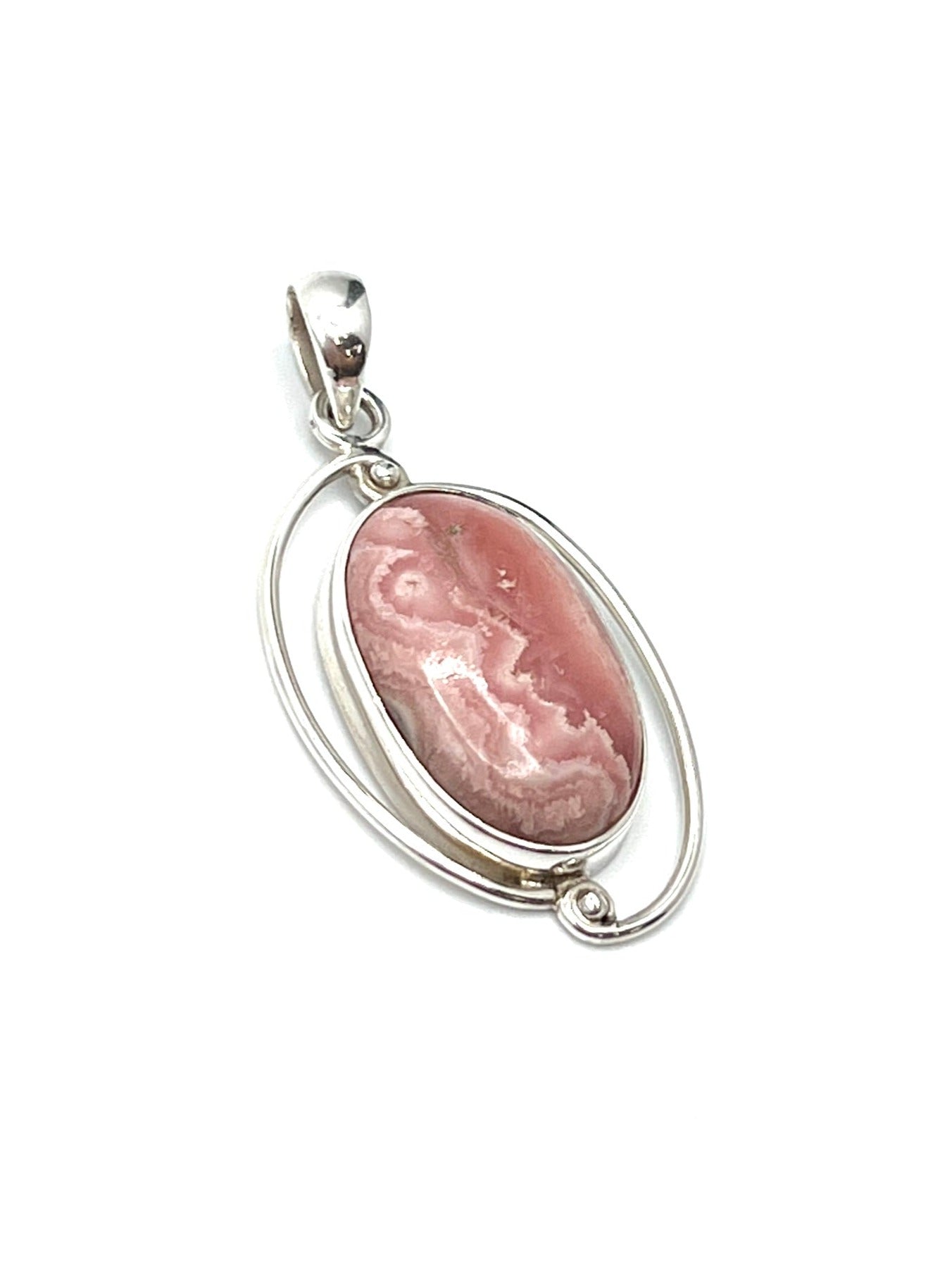 Silver Double Wire Rhodochrosite Pendants Silver Double Wire Rhodochrosite Pendants