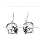Sterling Silver Peace Sign with Rose Earrings