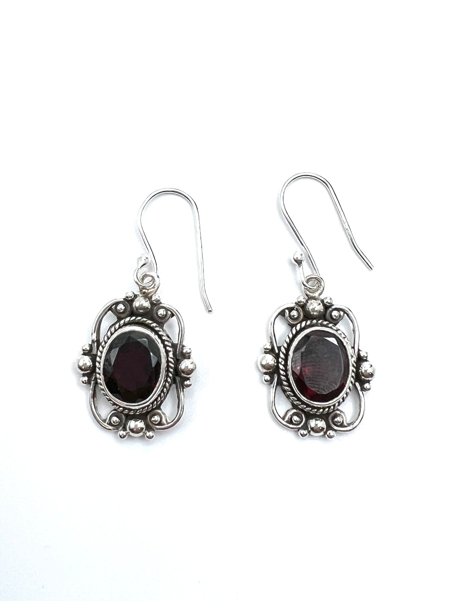 Sterling Silver Victorian Mirror Gemstone Earrings