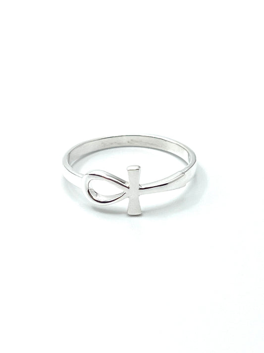Sterling Silver Laying Ankh Rings