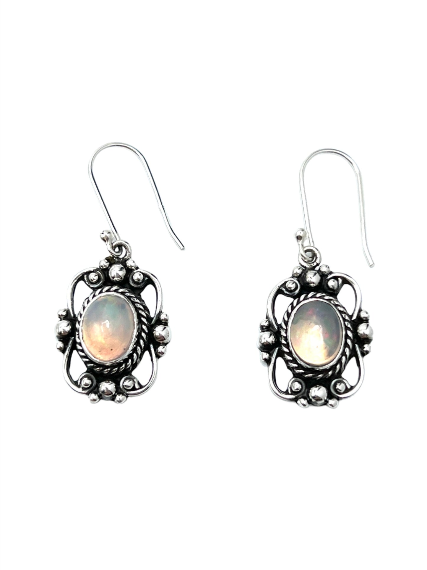 Sterling Silver Victorian Mirror Gemstone Earrings