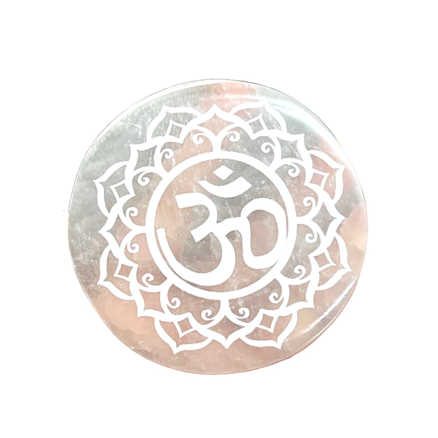 Om Mandala Selenite Crystal Charging Cleansing Tile